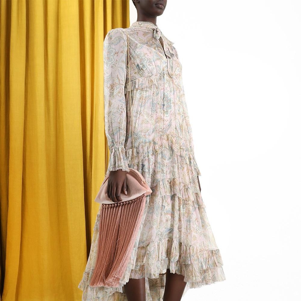 Zimmermann Silk Lucky Gathered Frill Midi Dress